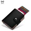 Pu Leather Credit Card Holder Luxury Id Cardholders Pop Up Metal Mini Minimalist Wallet for Women Men Coin Purse  Badge Holder