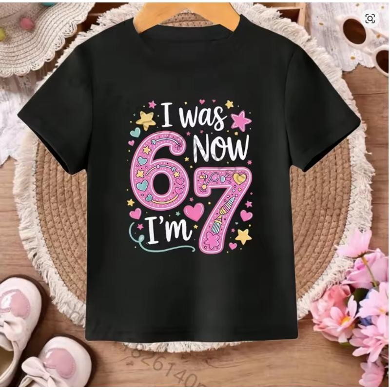 Kids 67 Themed Colorful Print TShirt Soft Cotton Fabric Breathable and Comfortable Ideal for Toddlers and Childrendf0381