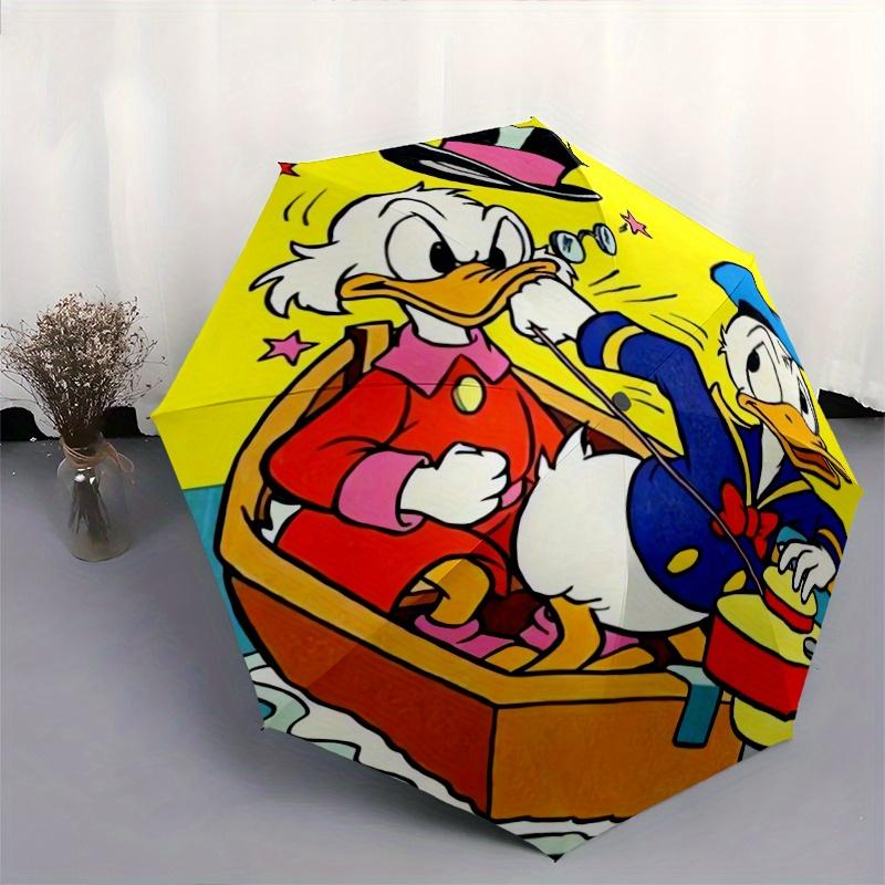 Donald Duck & Scrooge McDuck Adventure Automatic Open/CloseUmbrella-CuteUmbrella with Cute Design, Portable 3-Fold Compact Umbrella for Men