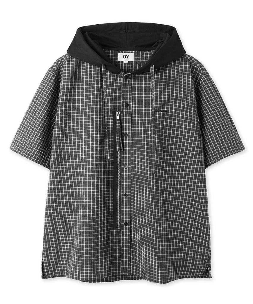 OHY Check Zip Hoodie S/S Shirt - Black