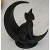 3D-печатная статуэтка Лунный Кот, Минималистичная статуэтка кота, сидящего на луне, Украшение, Креативное домашнее украшение, Настольное украшение
