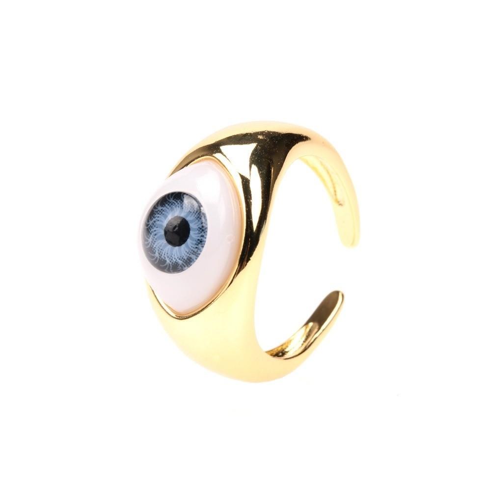 Jewelry Copper Gold Plated Demon Eyes Finger Ring Vintage Cool Resin Eyes Ring Creative Personalized Punk Eyeball Ring Girls
