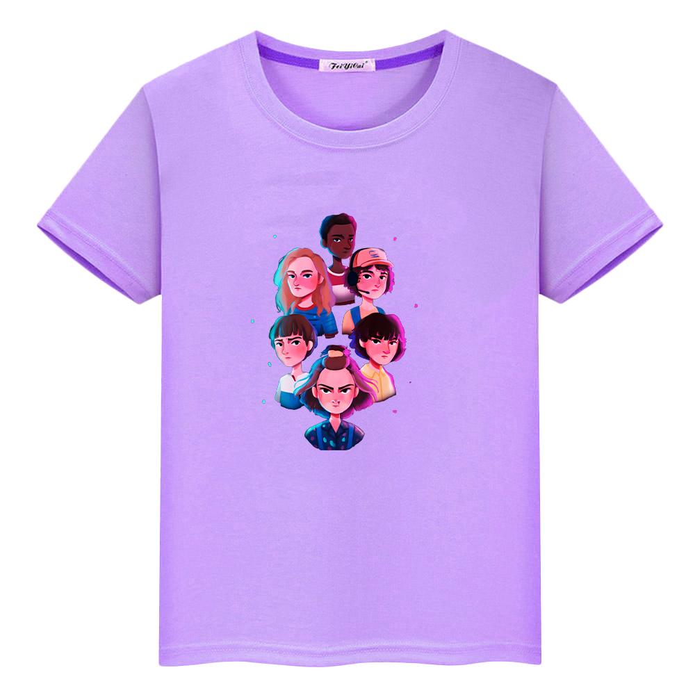 Футболка для детей, мальчиков, 10 лет, очень странные дела, принт, 100% хлопок, аниме-футболки, короткие топы, кавайная футболка, детская одежда 2000 года, девочки