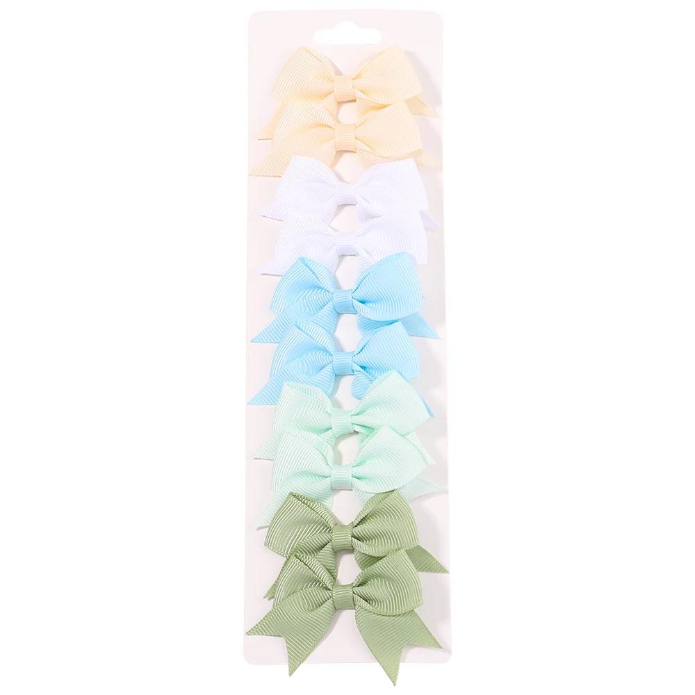 10 шт./лот Детские однотонные ленты Детские банты Заколки для волос для маленьких девочек Ручной работы Бант-заколка MiNi Заколки Аксессуары для волос