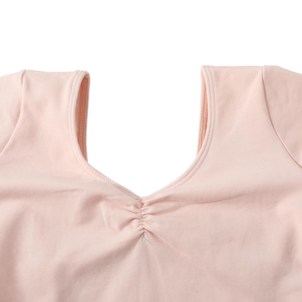 Балетные купальники для девочек с коротким рукавом, хлопковые с тюлем, одежда для балетных танцев, костюм для гимнастических тренировок