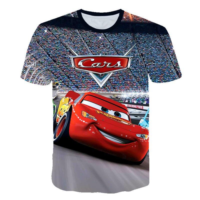 2024 new sports, short sleeves, animation, racing story 3D digital printing children's T-shirt
