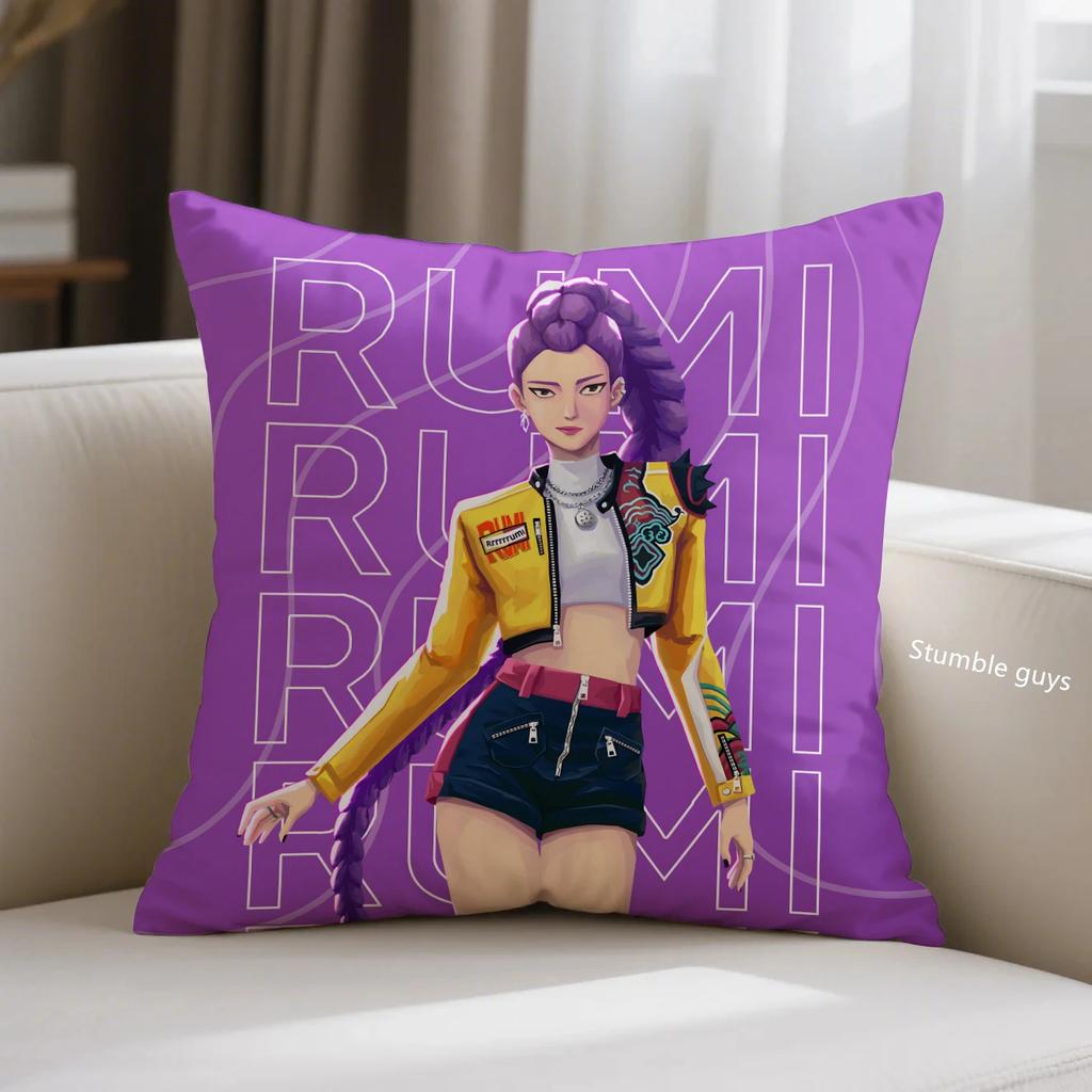 Kpop Cushion Cover Demon Hunters Anime Sofa Pillowcase For Fans