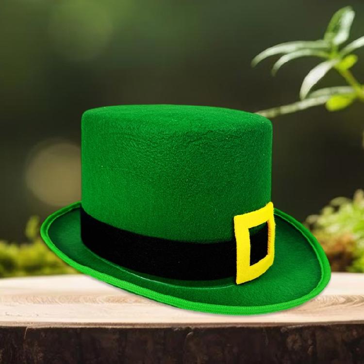 Элегантная зеленая шляпа-хомбург в стиле лепрекона с уникальными желтыми пряжками, широкополая шляпа в западном стиле для повседневной носки