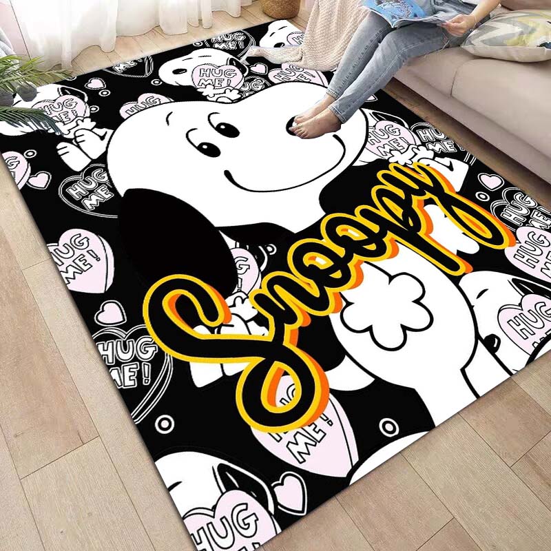 Non-slip area rug for living room with Snoopy cartoon design, soft rug for bedroom, children's playroom, sofa, home decor, doorm