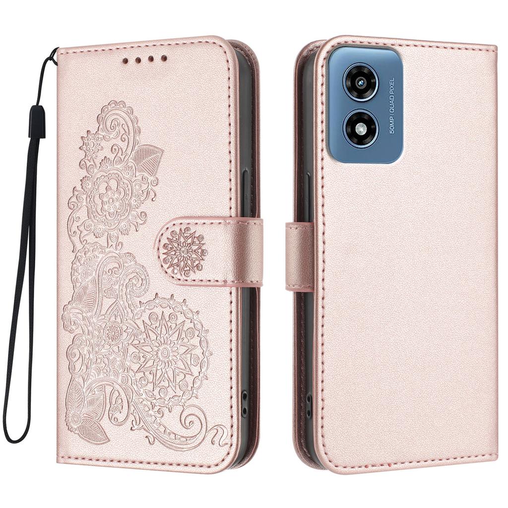 For Motorola Moto G Play (2024) 4G Phone Cases Mandala Flower Leather Wallet Mobile Cover with Strap