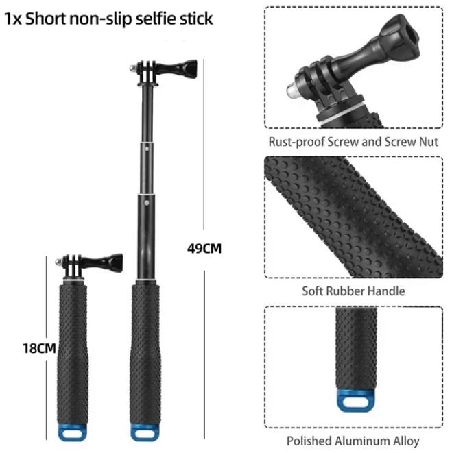 Для GoPro 12 палка для селфи из алюминиевого сплава, длинный стержень длиной до 93 см для GoPro Hero 12 11 10 9 Insta360 ONE X3 DJI OSMO Action 3