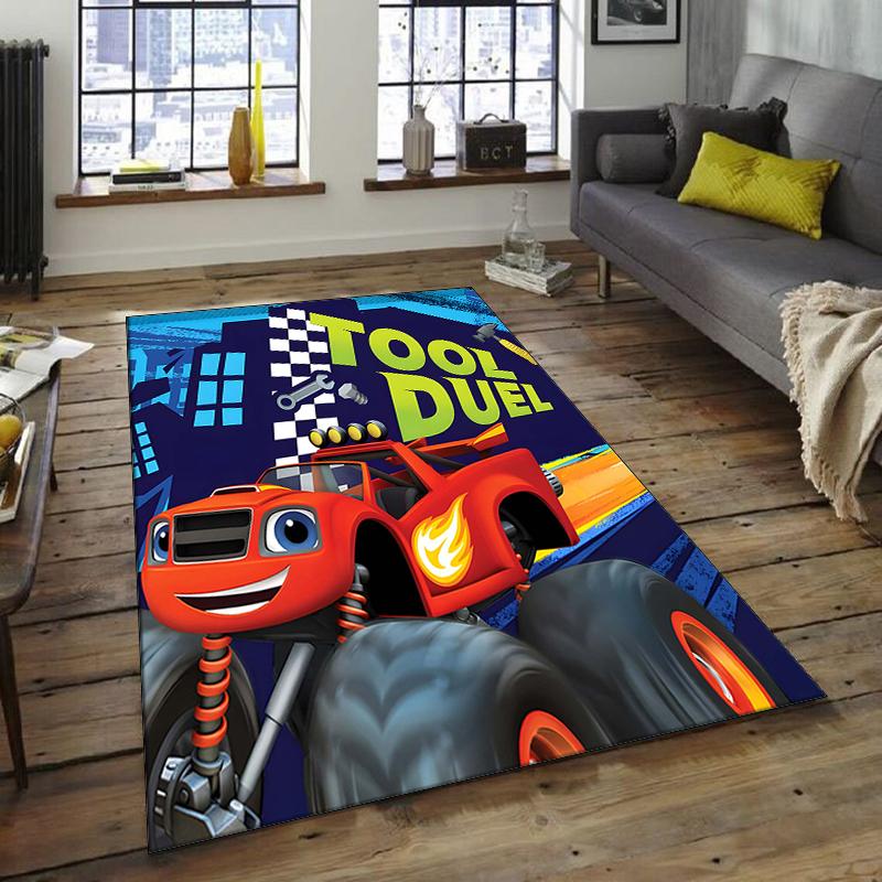1pc Blaze and the Monster Machines Design Area Rug - Non-Slip, Soft & Cozy Floor Mat for Living Room, Bedroom, Office - Indoor/Outdoor Decorative Carp