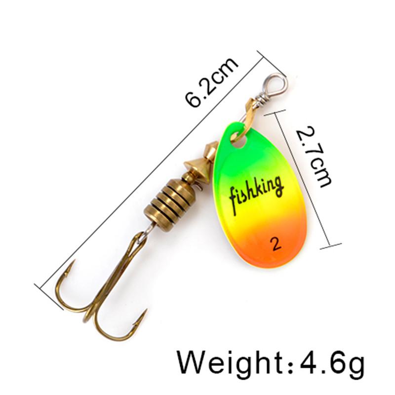 FISH KING Spinner Bait 3,9 г, 4,6 г, 7,4 г, 10,8 г, 15 г, приманки для ложки, металлические приманки для щуки с тройными крючками, искусственная приманка для окуня, рыболовная приманка