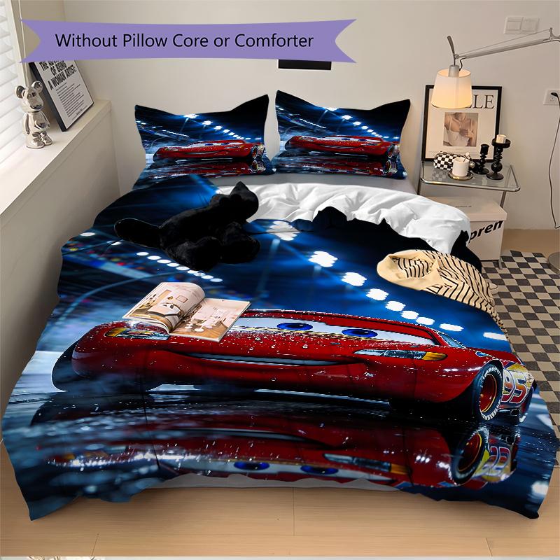 3Pcs Mcqueen Night Bedding Sets For All Sizes New 3D Printed Bed Cover Comforter Duvet Cover Pillowcase Bedroom Decoration