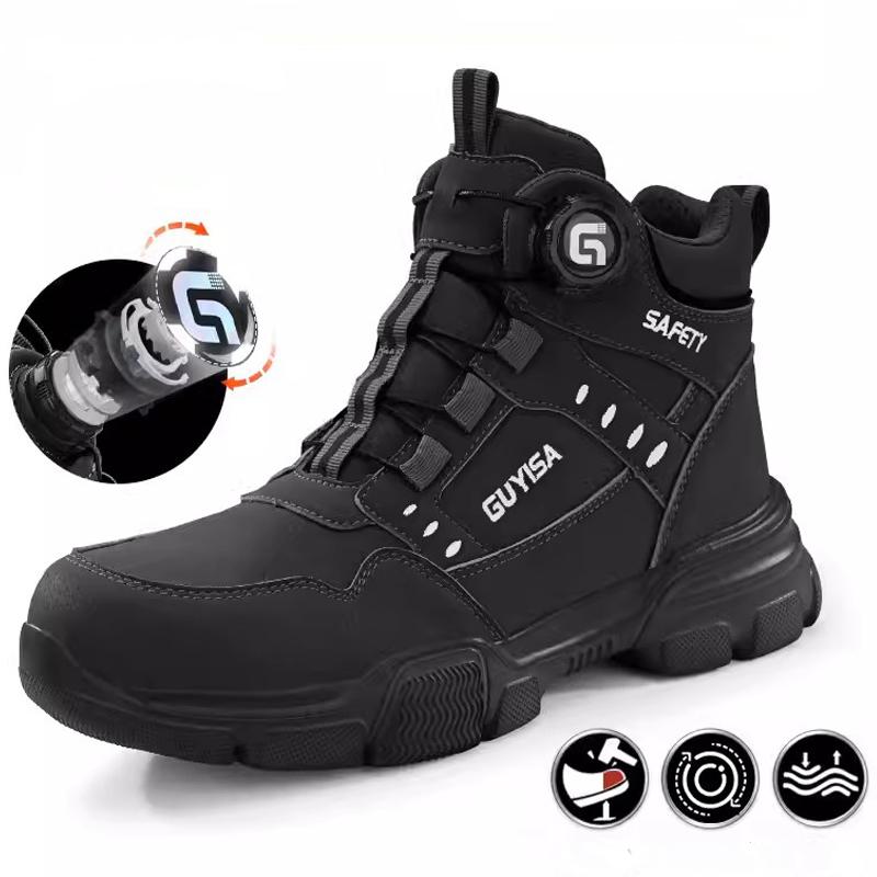 Новые вращающиеся кнопки мужские ботинки противоударные антипрокольные защитные ботинки мужские рабочие ботинки стальной носок неразрушаемая обувь
