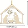 A Top Quality Jesus Manger Wooden Hanging Pendants House Shape Christmas Tree Decorations Religious Wood Gifts for Home Cafe
