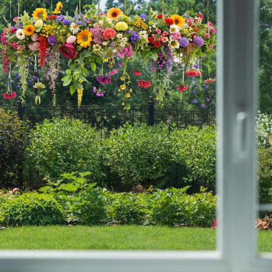 Цветы Весна Оконные наклейки Съемные анти-столкновения Наклейки на окна Водонепроницаемые статические наклейки для украшения стеклянных окон и дверей