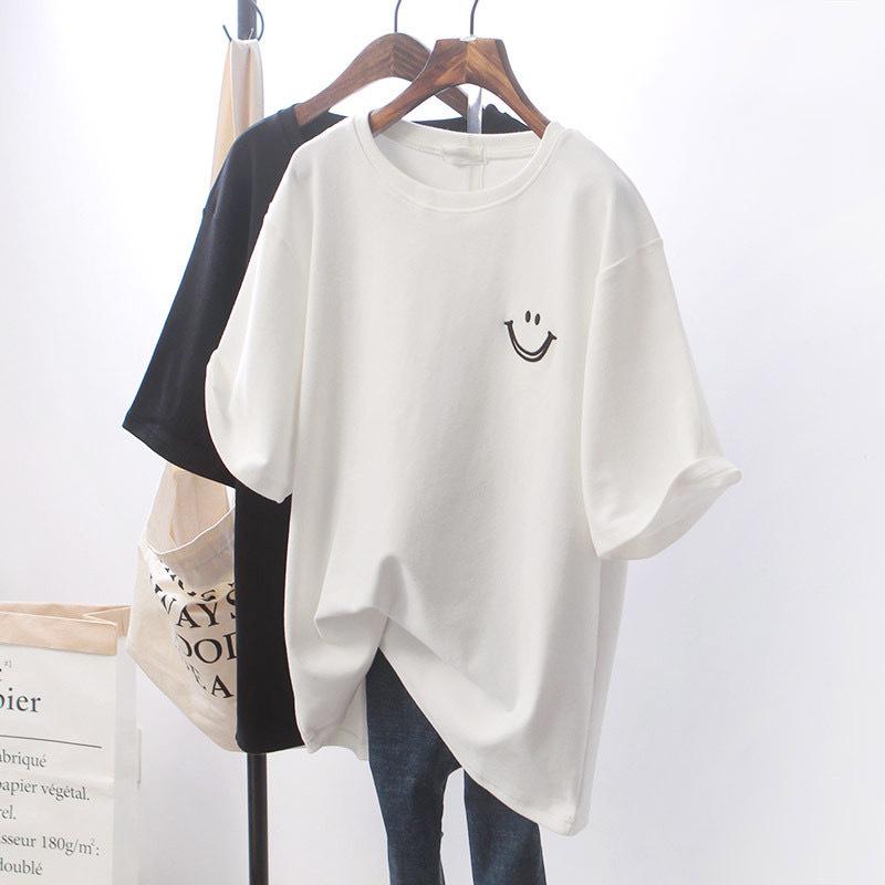 Women's Ice Silk Short Sleeve T-Shirt, Summer 2025 Korean Loose Fit, Plus Size Student Top.
