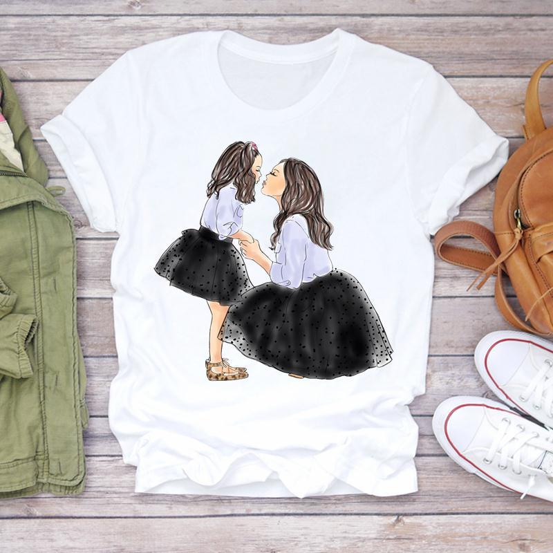 Mom's Mother's Day Themed Printed Round Neck Plus Size Fashionable Loose Cotton Short Sleeved Top T-Shirts Women’s