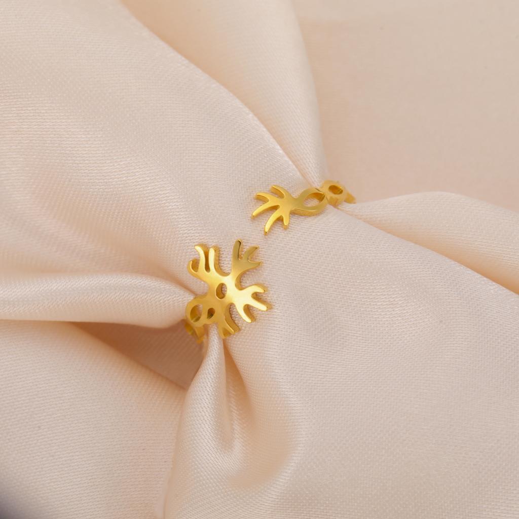 Cazador Neuron Symbol Adjustable Women's Ring Stainless Steel Jewelry Gold Color Neural Chemistry Open Finger Rings Gifts 2026