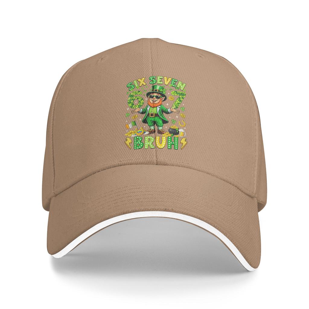 Six Seven Bruh St Patricks Day Leprechaun Meme 6 7 Casual Baseball Cap Trucker Hat Outdoor Gym Hip Hop Hats Unisex Baseball Caps