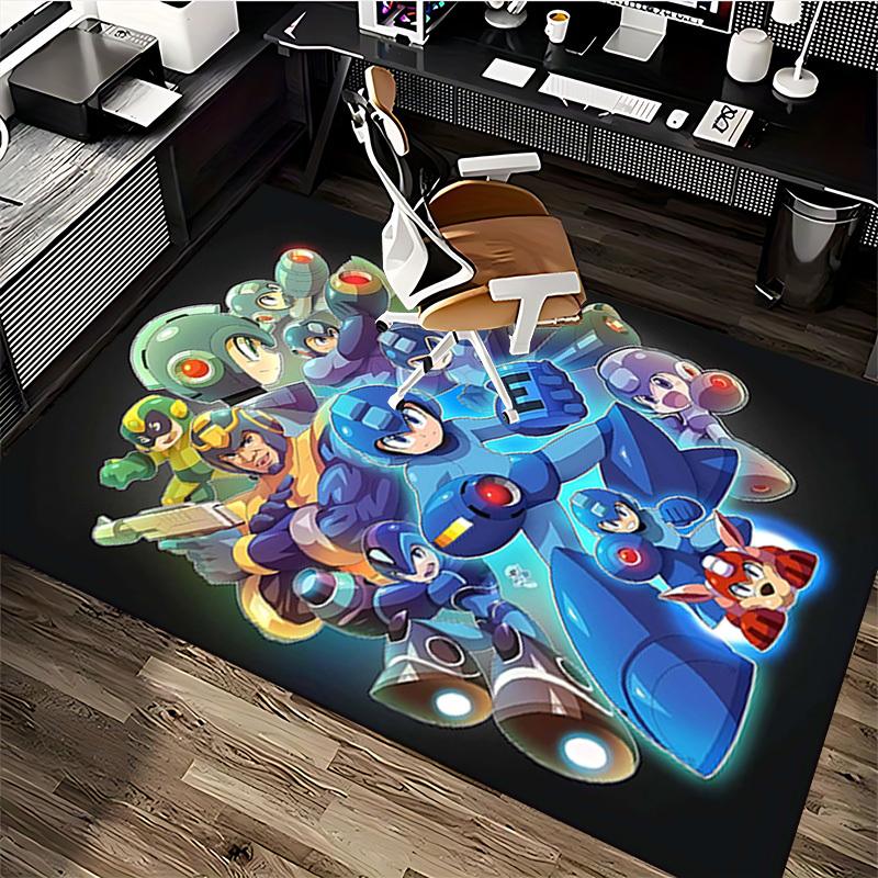 1 шт. Коврик для офисного кресла с дизайном из аниме и мультфильма Mega Man, нескользящий ковер для домашнего декора, гостиной, спальни, игровой комнаты - Идеальный подарок для фанатов.Y013