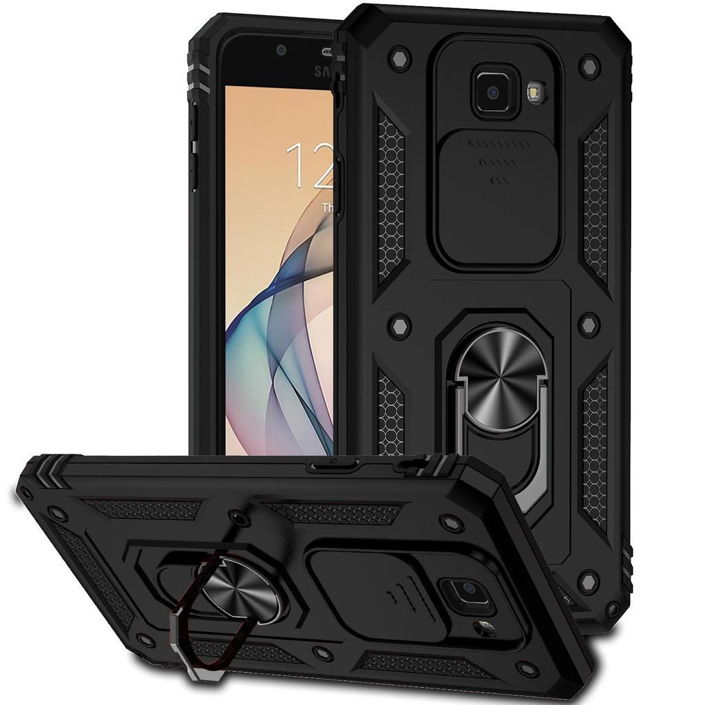 Бронированный противоударный чехол военного класса для Samsung Galaxy J7 Prime с держателем-кольцом, выдвижным окошком, защитой объектива камеры, задняя крышка