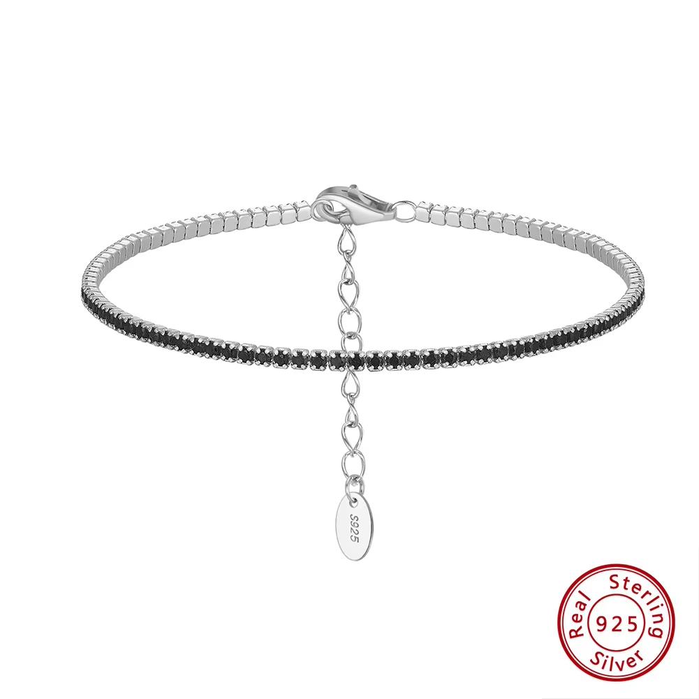 ORSA JEWELS Оригинальный браслет-теннис из стерлингового серебра 925 пробы Модный браслет с цирконами 4A черного, розового и синего цветов Ювелирное изделие для женщин SB190