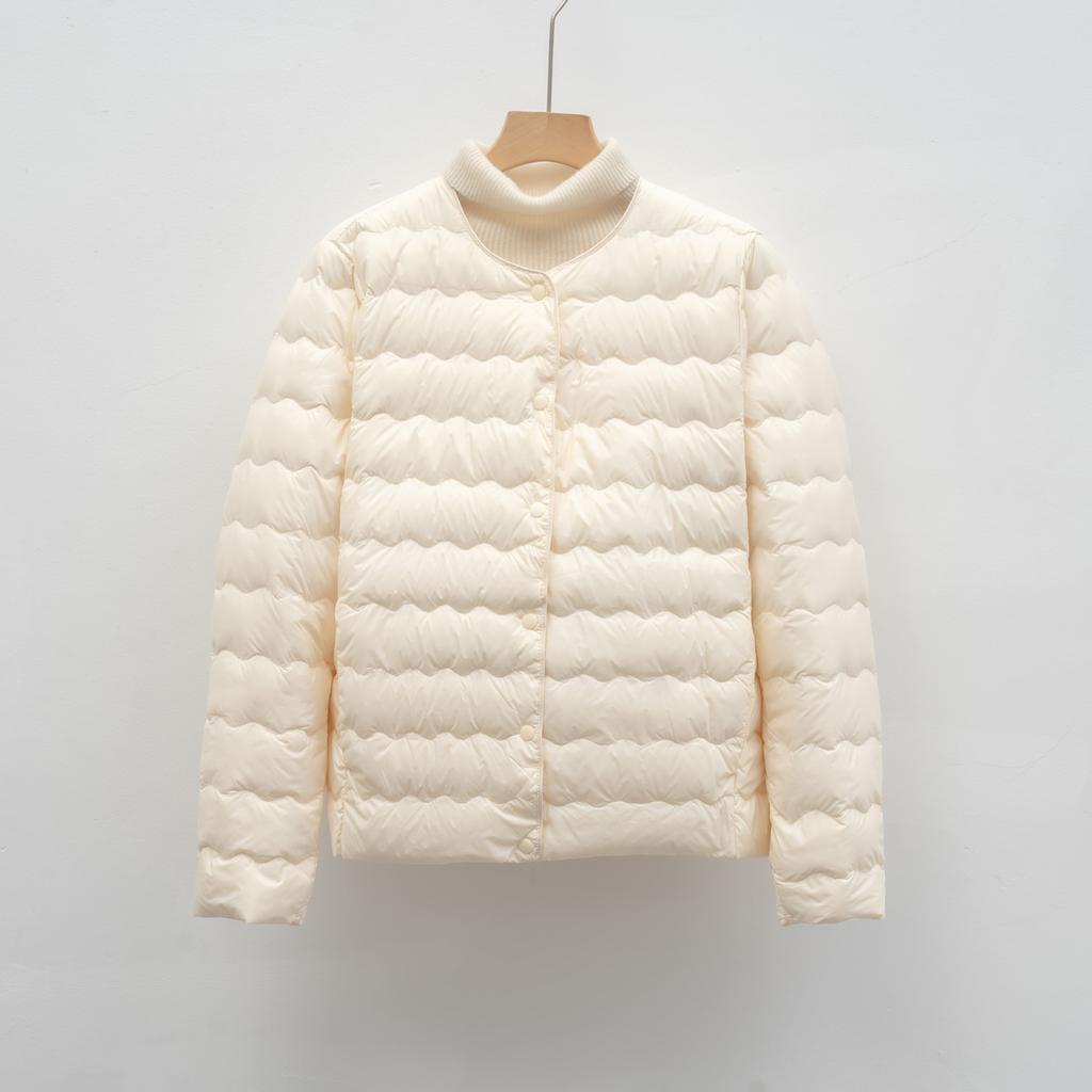 Пуховик New National Standard 90 Down Универсальный круглый вырез Простой волнистый узор Осенняя и зимняя куртка Пуховик женский