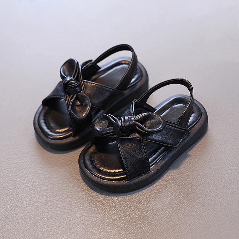 Children's Girls Comfortable Simple Solid Color Cute Bow Soft Bottom Non-Slip Design Outdoor Beach Sandals
