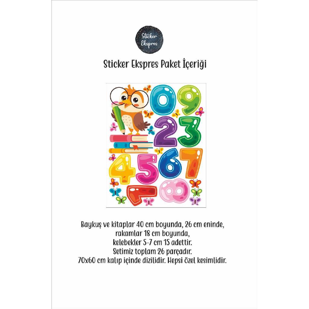 Wise Owl And Figures Figure Kindergarten Nursery School Children's Room Wall Door Glass Sticker Set