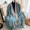 Winter Women'S Thick Pashmina Shawl  Tassel Blanket Design Paisley Pattern Warm Wrap Versatile Scarf
