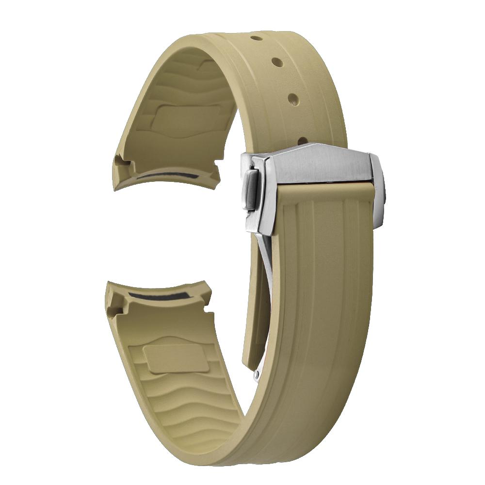 20 мм Новый Мягкий Фторкаучук FKM Изогнутый Конец Для Ремешка Omega Для Seamaster 300 Дайвинг-Ремень Запасной Браслет Часов С Складной Пряжкой