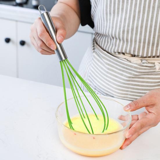 1/5 шт. силиконовый венчик с ручкой из нержавеющей стали для мытья в посудомоечной машине эргономичный дизайн с подвесным отверстием для взбивания яиц