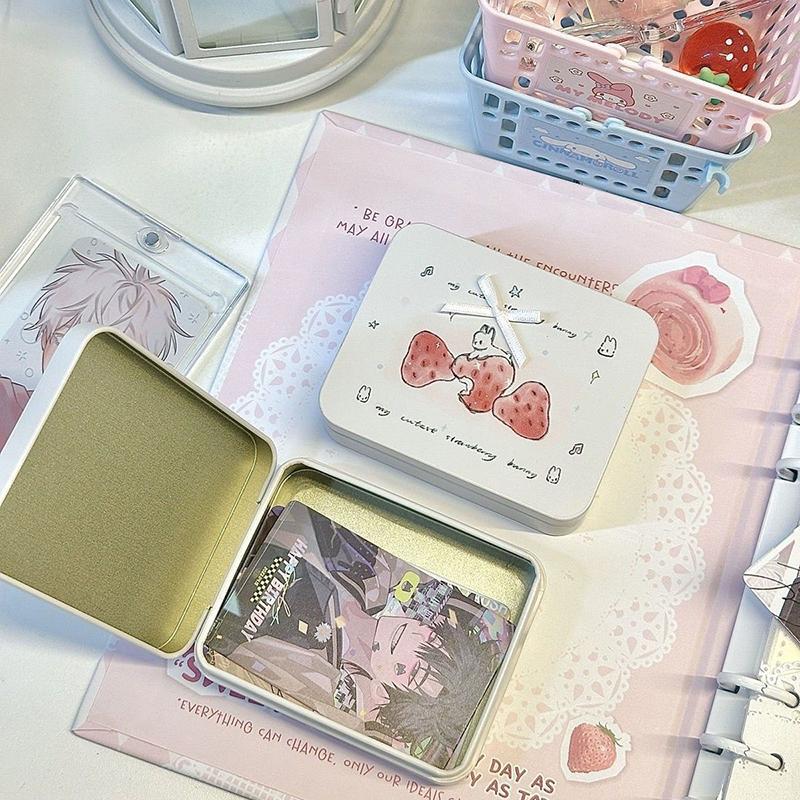 Kawaii Cartoon Bunny Storgae Box Empty Kpop Pocards Настольный органайзер Портативный чехол для канцелярских принадлежностей с заколкой для волос