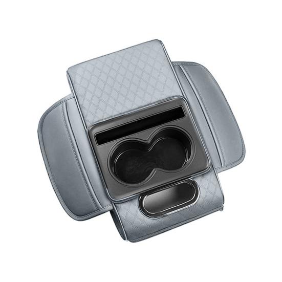 Car Armrest Box 5-in-1 Organizer with Cup Holder & Tissue Phone Slot Faux Leather Multifunctional Car Organizer Universal Vehicle Accessory