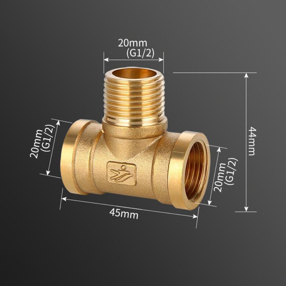 New 1/2 BSP Pneumatic Plumbing Connector Tee Type Male/Female Thread Copper Fittings Water Oil Gas Adapter