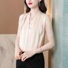 Элегантная мода с V-образным вырезом Блузка с V-образным вырезом Женская одежда Однотонная Французский стиль Летняя Без рукавов Для работы Базовая Со вставками Рубашка Новинка