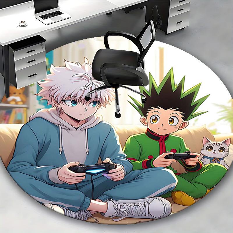 1pc Anime Cartoon Design Round Carpet - Office Chair Mat, Non-Slip Rug for Home Decor, Living Room, Bedroom, Game Room, Dormitory Flooring Gift.W072
