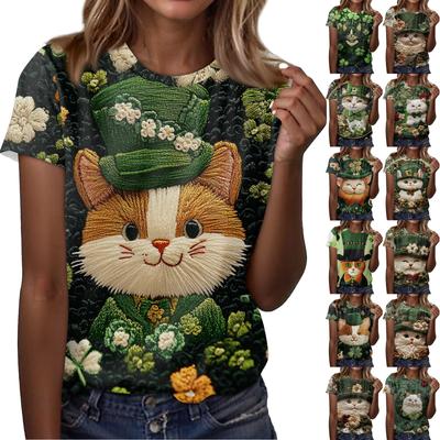 Женская футболка свободного покроя, повседневная, St.. Пуловер с круглым вырезом и короткими рукавами с принтом ко Дню Святого Патрика