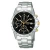 SEIKO SELECTION SBTQ043 Мужские часы Батарейка Кварцевый Хронограф Черно-Золотой Циферблат