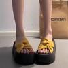 Popular Foreign Casual Cool Slippers Women's Summer Wear 2025 New Muffin Bottom Height Increase Fashionable Versatile One-word Slippers