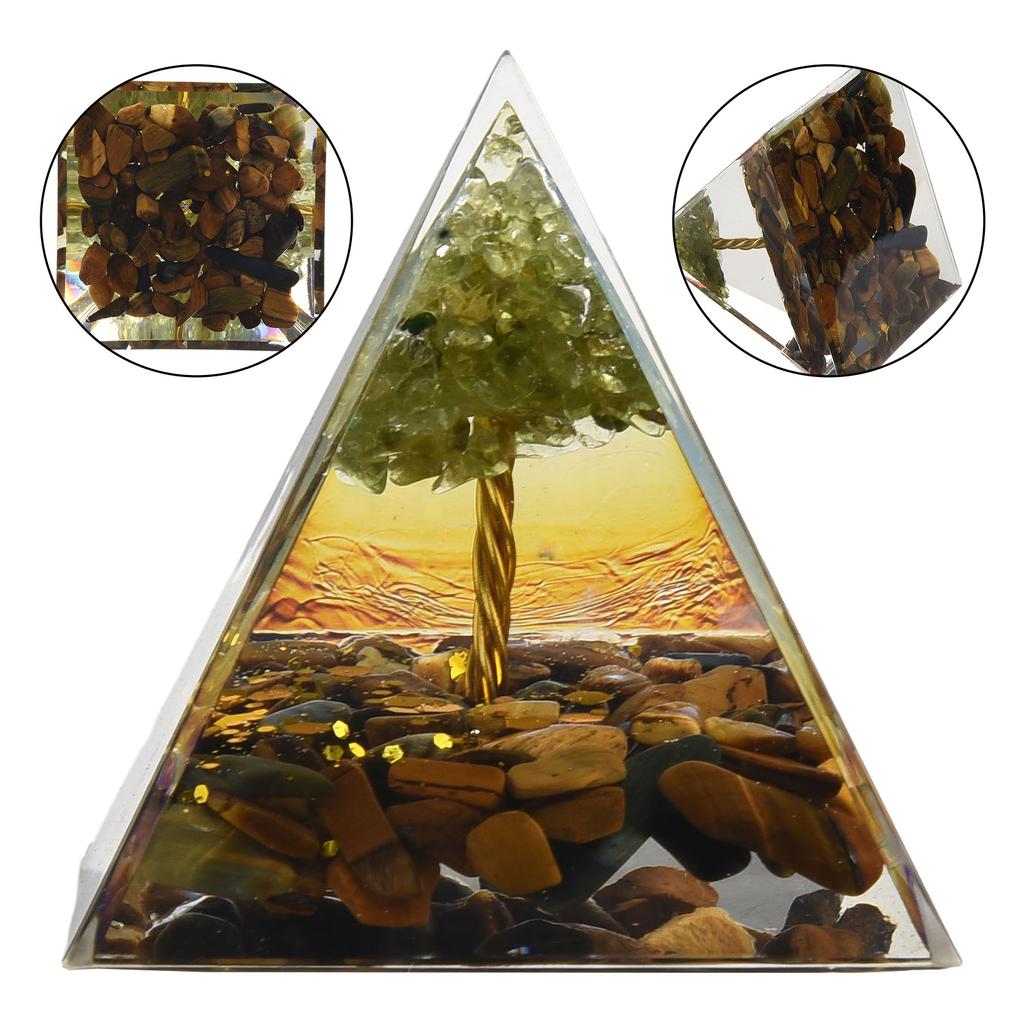 Energy Pyramid Orgonite Healing Crystals Chakra Tool 5*5*5cm Natural Amethyst Handmade Gift Home Office Decor