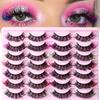 14 Pairs Of Colored False Eyelashes At The End Of The Eyes, Curled Up And Thick Stage Makeup D-Shaped Eyelashes