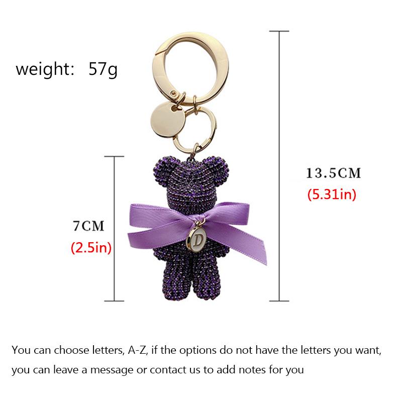 Luxury Jewelry Full rhinestones Bear Car Key chain Creative Letter Big Button Key chains Bag Pendant Doll Party Gifts For Women