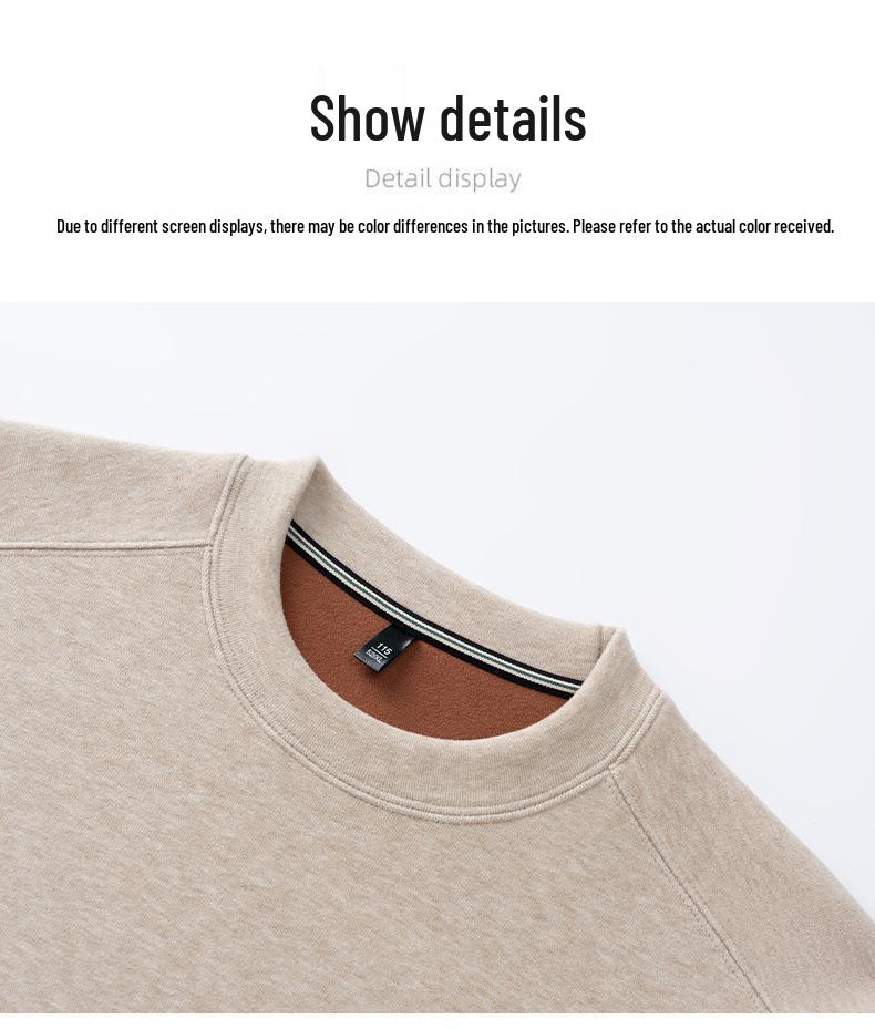 Мужская модная худи с круглым вырезом и длинным рукавом, 2025 Зима - Трендовая, универсальная, однотонная, повседневная одежда