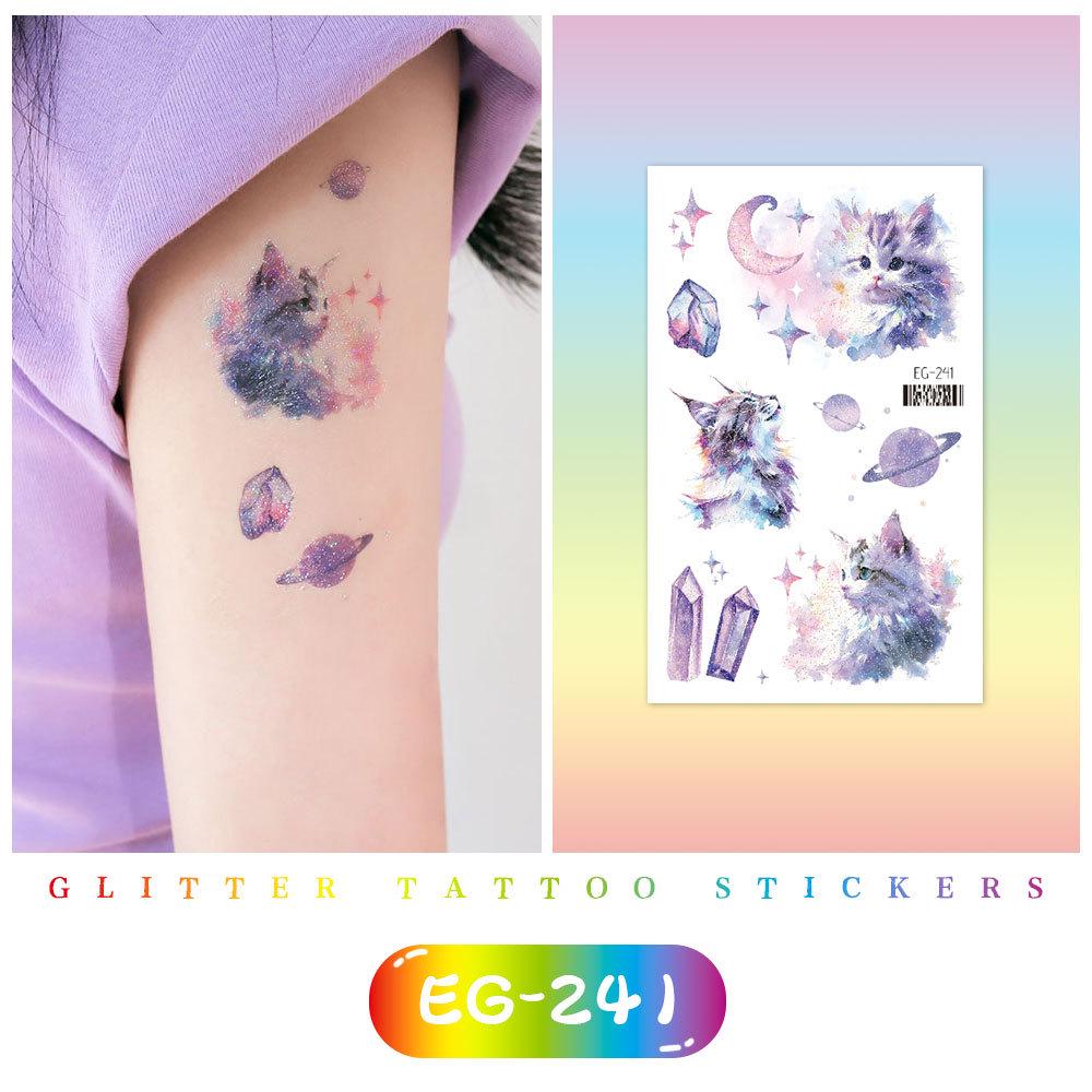 Красочные милые мультяшные животные блестящие татуировки наклейки для детей