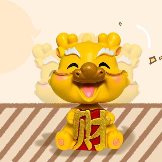 2024 талисман Lucky Dragon, фигурка с покачивающей головой, украшение для приборной панели автомобиля, китайский зодиакальный дракон