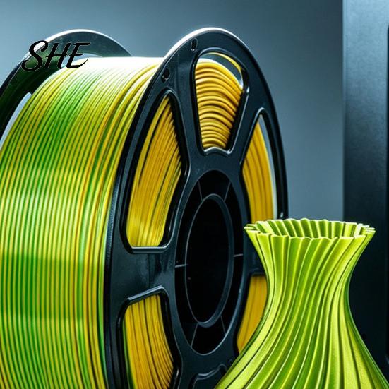 3D Printer Filament 1.75mm PLA 1.75mm, Silk Golden Green Dual Consumables Color Filament, 1Kg Spool for Printing Projects