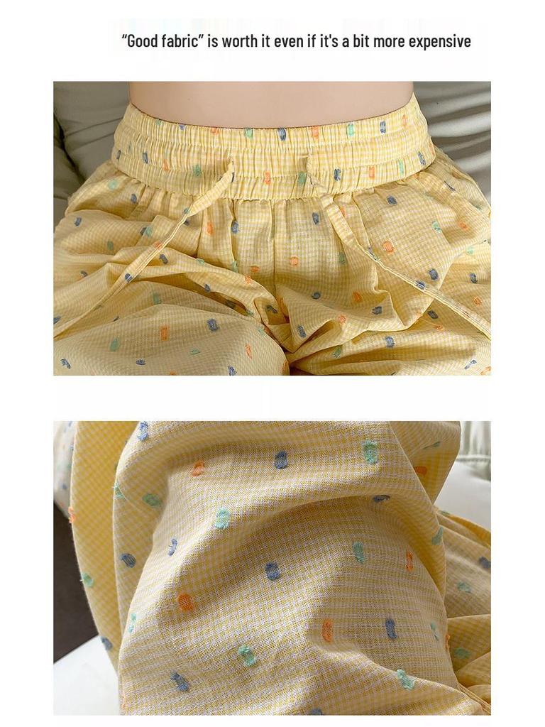 Красочные брюки в горошек с широкими штанинами и высокой талией для женщин - Весна 2025, стиль дофамин